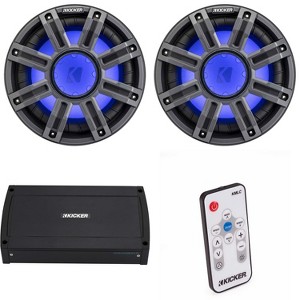 Kicker (2) 51MWF104 - MWF 10-Inch Premium Marine Subwoofer (free-air) 4-ohm & 48KXMA9005 Marine Amp Bundle ( Includes LED Remote ) - 1 of 4