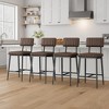 Bar Stools Set of 2, Tall Bar Chairs with Thick Cushion & Thickened Metal Legs, PU Leather Counter Height Barstools w/Backrest and Footrest - 3 of 4