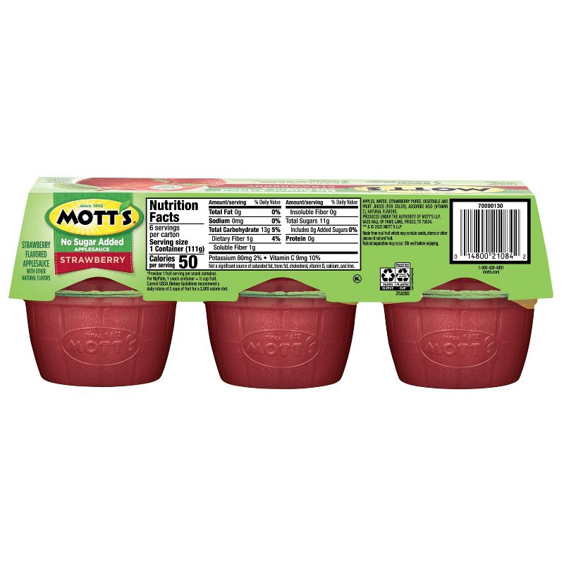 Mott's Unsweetened Strawberry Applesauce - 6ct/3.9oz Cups, 5 of 13