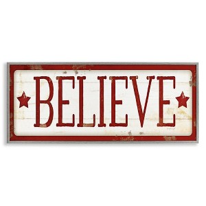 Stupell Industries Believe Red Christmas Phrase, 24" x 10" - 1 of 4