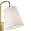360 Lighting Luca Modern Swing Arm Wall Lamp Warm Brass Metal Plug-in Light Fixture Up Down White Fabric Shade for Bedroom Bedside Living Room Reading - 3 of 4
