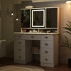 FUFU&GAGA Elegant Makeup Vanity Table with Adjustable Mirror Large Desk - 3 of 4