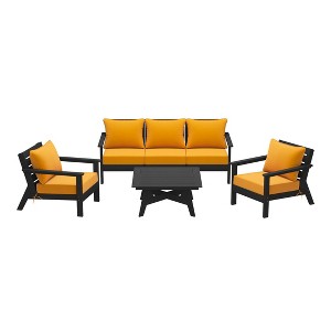 WestinTrends Avalon Outdoor 6-Piece Modular Sectional Patio Furniture Sofa Set, Black/Yellow - 1 of 4
