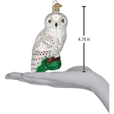 Hand-Painted Glass Great White Owl Christmas Tree Topper