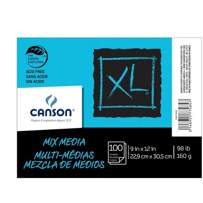 Canson XL Mixed Media Paper, 9 x 12 Inches, 100 Sheets