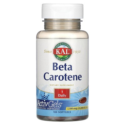 KAL Beta Carotene 25,000 IU Tablets, 100 Count