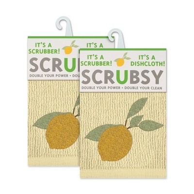 2pc Cotton Lemon Cloth and Scrubber - MU Kitchen