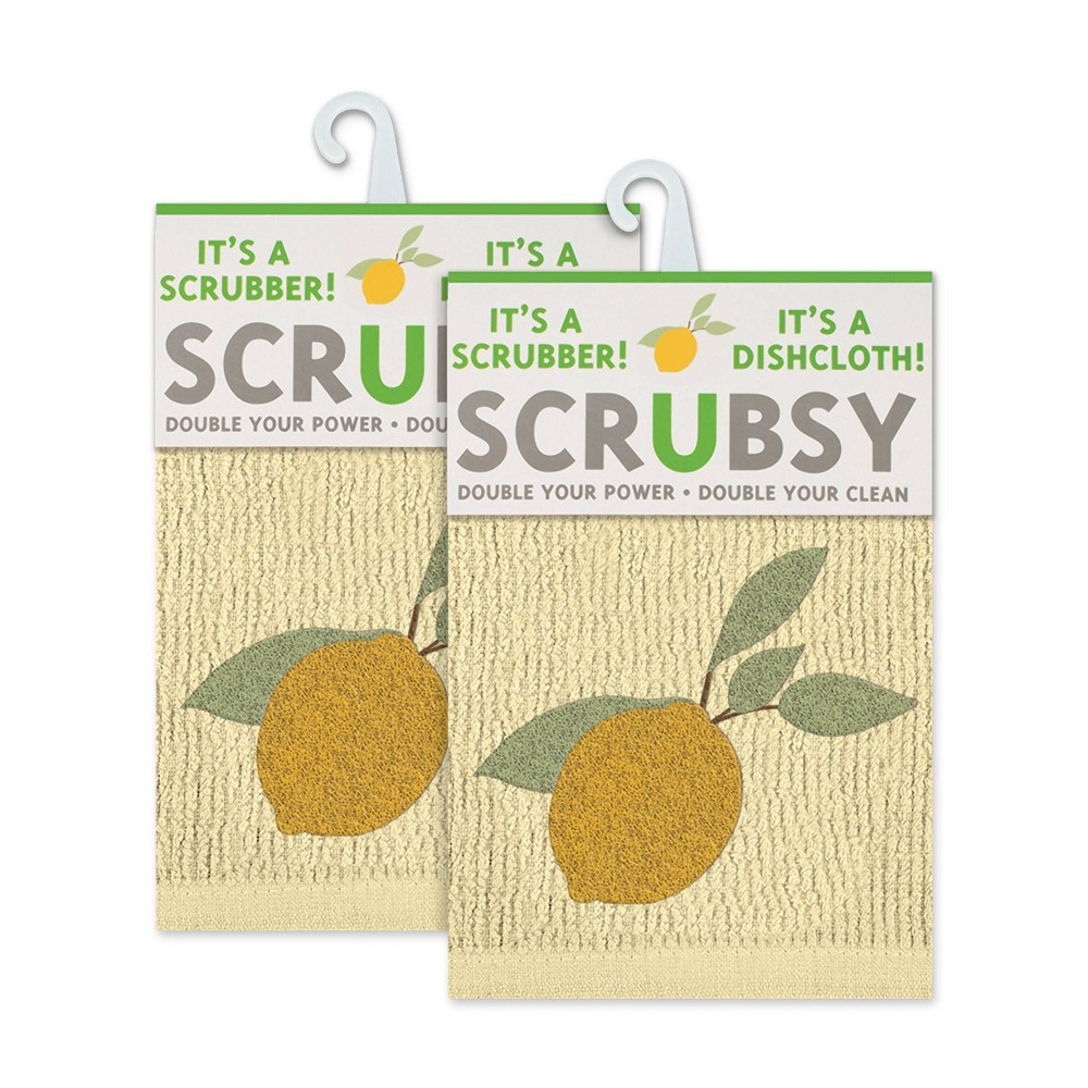 Photos - Towel 2pc Cotton Lemon Cloth and Scrubber - MU Kitchen