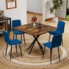 KTMBDW Square Dining Table Set, Modern Square Dining Table with 4 Blue Chair, Faux Marble Tabletop and Iron Legs, Coffee Table for Kitchen Dining Room - 3 of 4