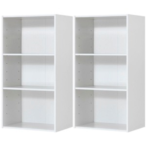 Costway 2 PCS 3 Tier Open Shelf Bookcase Multi-functional Storage Display Cabinet White - 1 of 4