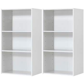 Costway 2 PCS 3 Tier Open Shelf Bookcase Multi-functional Storage Display Cabinet White