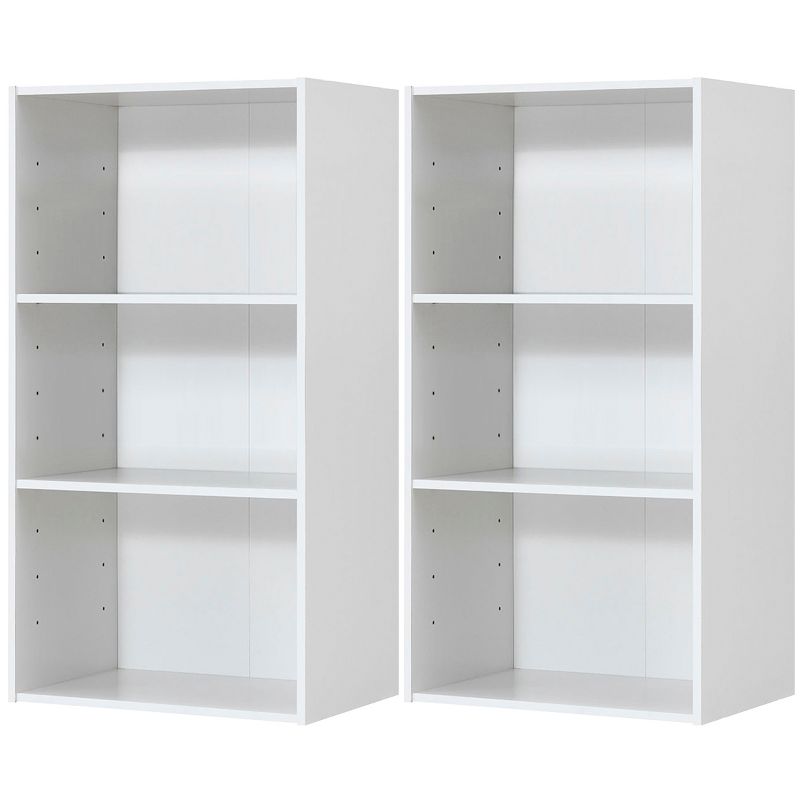 Costway 2 PCS 3 Tier Open Shelf Bookcase Multi-functional Storage Display Cabinet White, 1 of 11