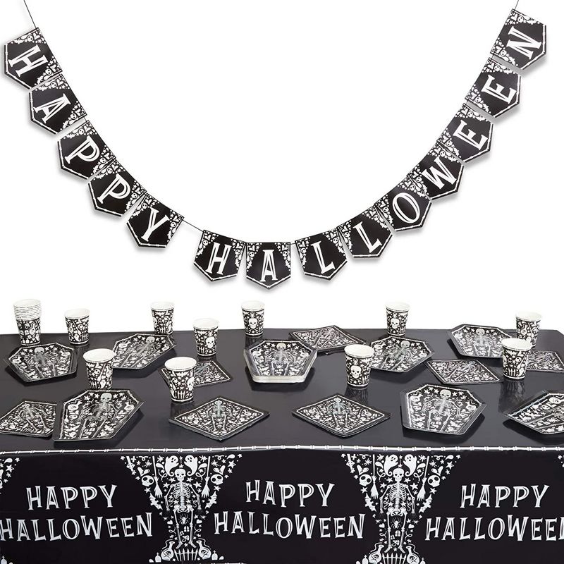 Spooky Central 74 Piece Halloween Tombstone Party Supplies - Tablecloth, Banner, Plate, Napkin, Cup & Cutlery, 4 of 10