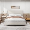GDFStudio Lindsay Beige Upholstered Wood Bed Frame with Wingback and Solid Wood Legs - 3 of 4