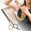 Unique Bargains  Tooth Style Hair Cutting Scissors Black Gold Tone 1 Pc - 2 of 4