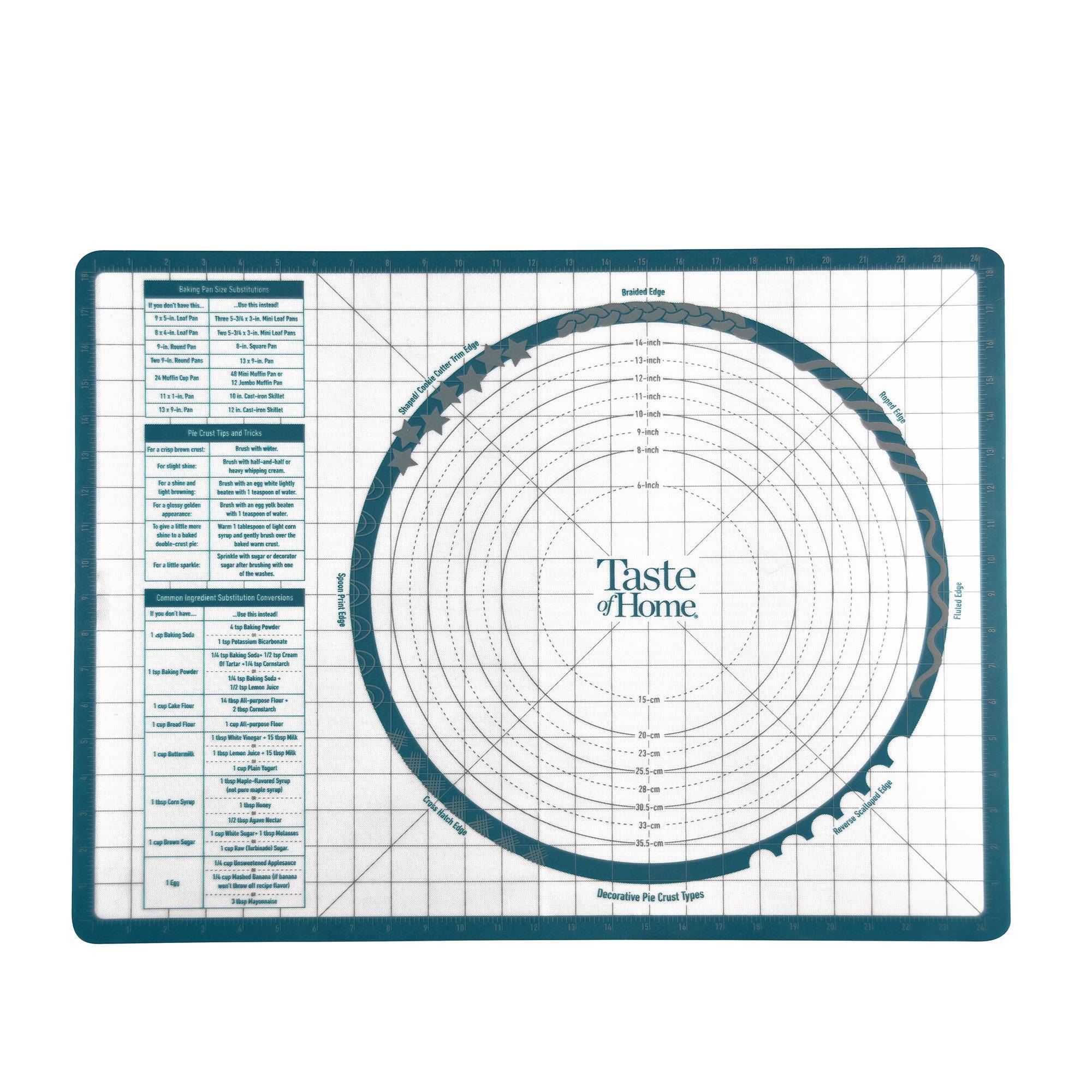 Taste of Home Silicone Pastry Mat: Nonstick Baking Tray, Dishwasher-Safe, Green, 25.25"x19.25"