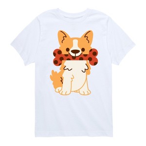 Boys' - Instant Message - Corgi With Polka Dot Bone Short Sleeve Graphic T-Shirt - 1 of 4