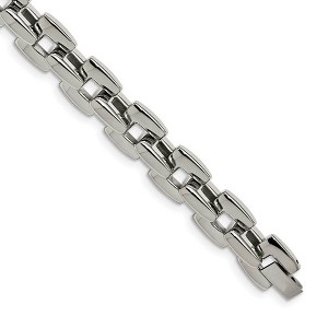 Black Bow Jewelry Men's Stainless Steel Polished 10mm Square Link Chain Bracelet, 9 Inch - 1 of 4