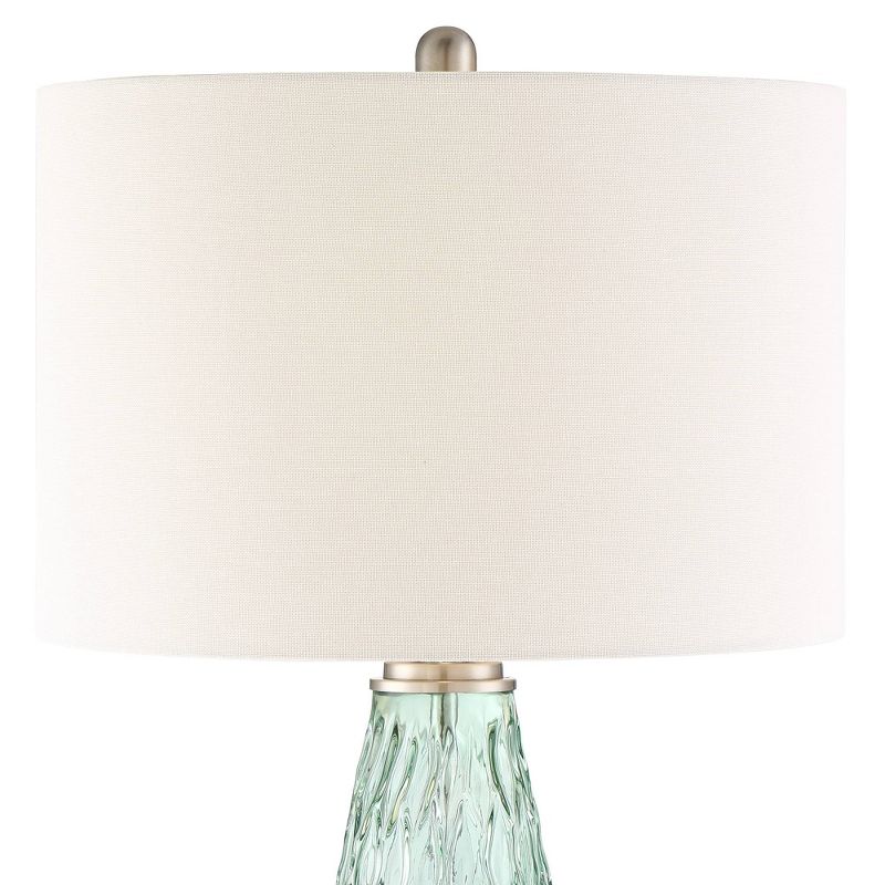360 Lighting Julia Modern Coastal Table Lamp 26 1/2" High Sea Foam Green Glass with Table Top Dimmer Off White Drum Shade for Bedroom Living Room Home, 3 of 9