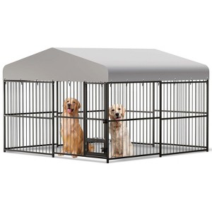 GustoWave Dog Kennel Outdoor, 10x10x6FT Heavy Duty Dog Pens Outside with UV & Water Resistant Roof, Large Dog Fence with Double Locks - 1 of 4