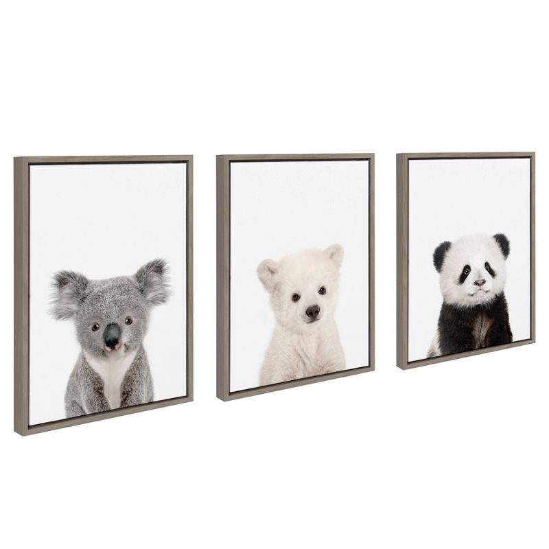3pc Sylvie Three Bears Framed Canvas Wall Art by Amy Peterson Gray - Kate and Laurel, 3 of 7