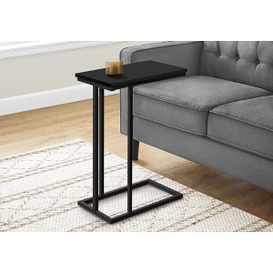 Vynxaria Contemporary C-Shaped Accent Table, End Table, Snack Table, Black Laminate, 10.25" L x 18.5" W x 25.25" H - 1 of 4