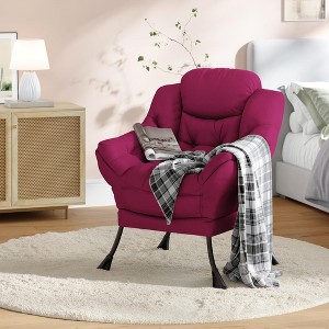 Lazy Chair with Folding Ottoman,Modern Large Accent Lounge Armchair with Side Pocket,Comfy Leisure Sofa Reading Chair,for Bedroom - 1 of 4