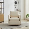 360° Single Swivel Accent Chair,Chenille Fabric Upholstered Square Lounge Armrests Chair,Solid Wood Base Living Room Club Chair-Coolbibila - 3 of 4