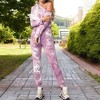 Anna-Kaci Women's Off Shoulder Tie Dye Long Sleeve Jumpsuit with Drawstring Waist and Jogger Style Pants - 2 of 3