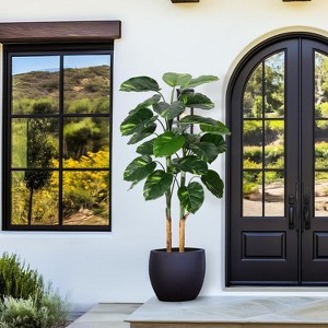 Artificial Scindapsus Aureus Plant Indoor, Fake Tree with Decorative Planter, Faux Golden Pothos Floor Plants in Pot for Home Office Decor - 1 of 4