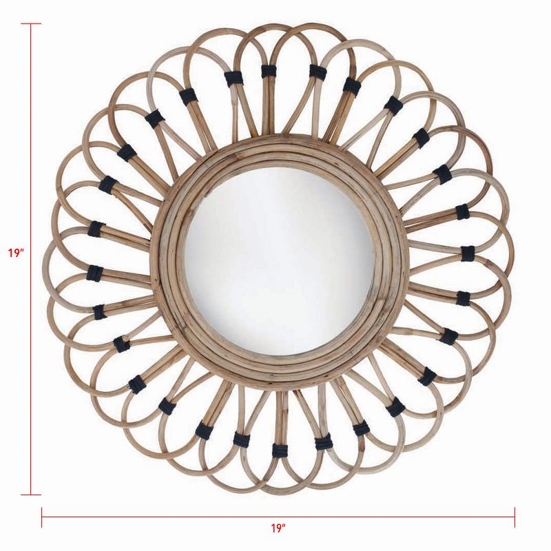 19 inch Diameter Round Wrapped Rattan Wall Mirror - Foreside Home & Garden, 4 of 5
