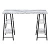 Monarch Specialties COMPUTER DESK - 48"L / WHITE MARBLE-LOOK / BLACK METAL - 2 of 4