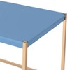 Vynxaria Blue Gold Writing Desk USB Charging Ports Elegant Study Table for Home Office Teen Rooms Decorative Workstations - 2 of 4