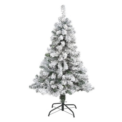 Nearly Natural 4-ft Flocked Rock Springs Spruce Artificial Christmas Tree