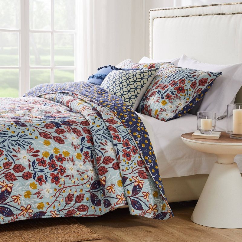 Greenland Home Fashions Perry Quilt Set Assorted Blues/Red, 4 of 7