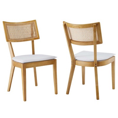 Modway Caledonia Fabric Upholstered Wood Dining Chair Set of 2