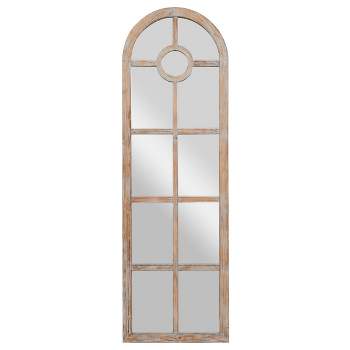 Glass Window Pane Inspired Wall Mirror with Arched Top Brown - Olivia & May