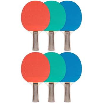 Champion Sports Rubber Face Table Tennis Paddle, 5-Ply, Pack of 6