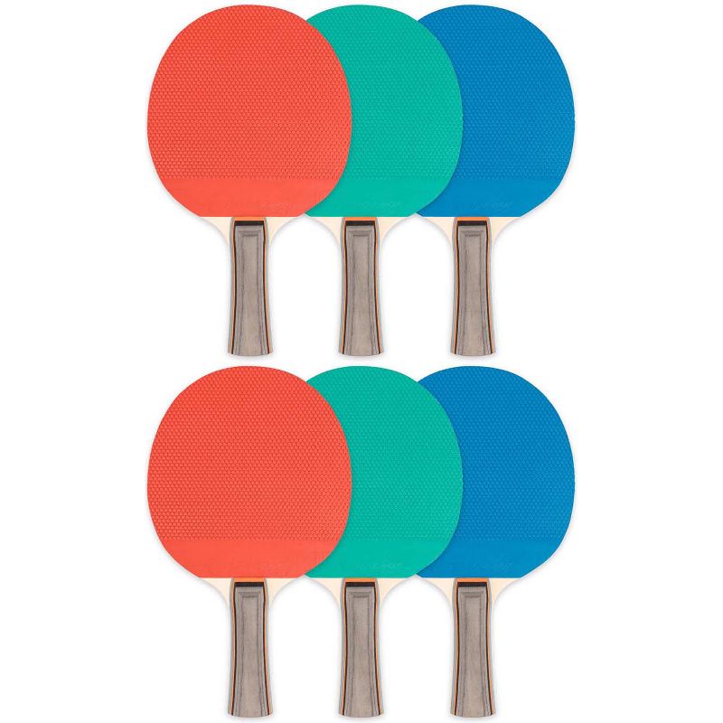 Champion Sports Rubber Face Table Tennis Paddle, 5-Ply, Pack of 6, 1 of 5