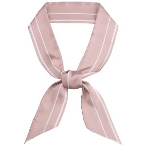 INSPIRE CHIC Women's Striped Contrast Color Skinny Long Satin Scarves 47.2"x2.4" 1 Pcs - 1 of 4