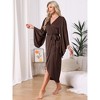 INSPIRE CHIC Women's Satin Three Quarter Sleeve Bridesmaid Bride Party Loungewear Long Pajama Robe - 3 of 4