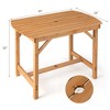 Costway Patio Outdoor Fir Wood Dining Table 1.5'' Umbrella Hole Backyard Garden Natural - 4 of 4