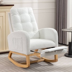 CAVINAS Polyester Glider Rocking Chair with High Backrest and Footrest,Modern Upholstered Rocking Chairs,Nursery Accent Chair for Bedroom - 1 of 4