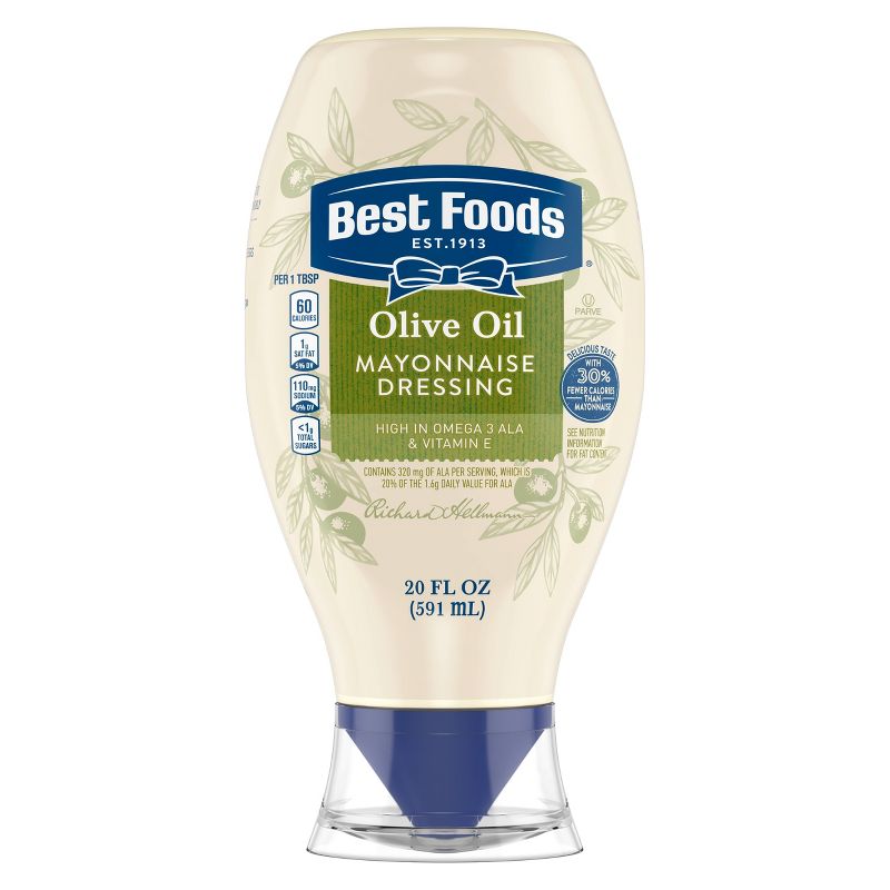 Best Foods Mayonnaise Dressing with Olive Oil Squeeze - 20 fl oz, 3 of 8