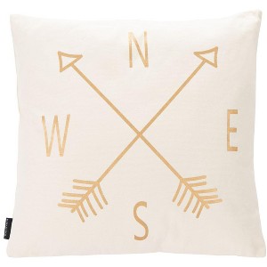 Compass Pillow - Beige/Gold - 18"X18" - Safavieh - 1 of 4