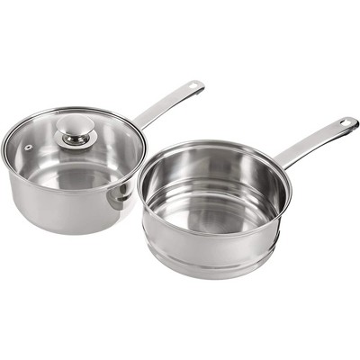 Stainless Steel 2.5 Quart Double Boiler with Glass Lid