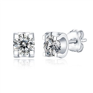 Guili 0.50ctw Exquisite Tulip Stud Earrings with Sparkling Lab-Created Moissanite Solitaire – Elegant and Timeless Design - 1 of 3