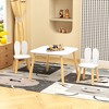 Fontoi Kids Table Sets, Wooden Kiddy Activity Play Table Set, Toddler Table and 2 Chairs with Cartoon Pattern for Kids, White, 23.6"*17.3"*23.6" - 3 of 4
