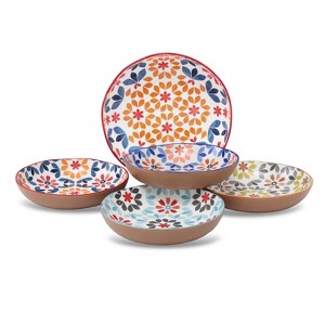 Lorren Home Trends Decorative Bone Porcelain Bowl Set, 5-Piece, Floral Pattern, 1 Large 10" Bowl with 4 Small 8.25" Bowls - 1 of 4