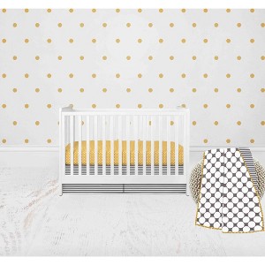 Bacati - Dots Stripes Gray Yellow 3 pc Crib Bedding Set - 1 of 4